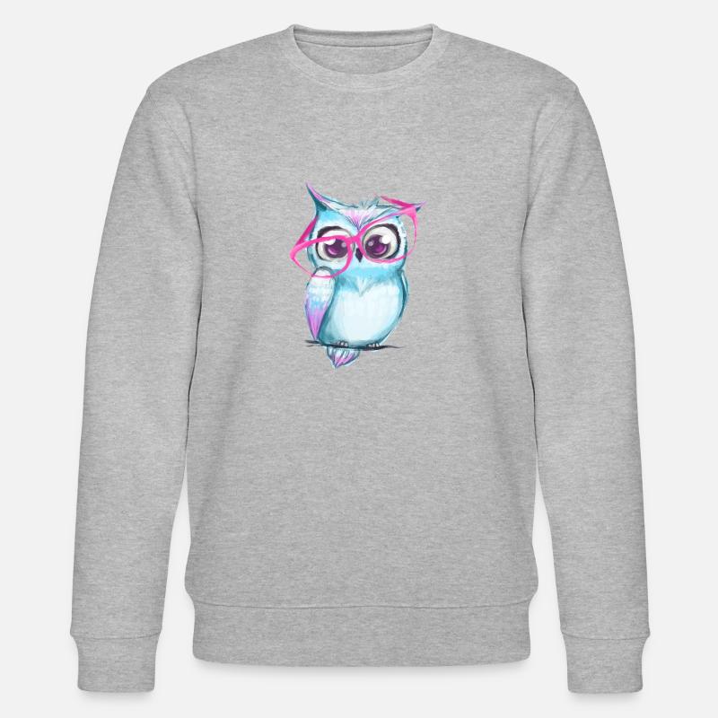 Süße Eule mit Brille - Stanley/Stella Unisex Bio-Sweatshirt CHANGER - Grau meliert
