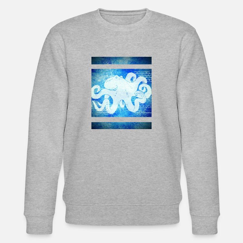 Octopus blau - Stanley/Stella Unisex Bio-Sweatshirt CHANGER  - Grau meliert