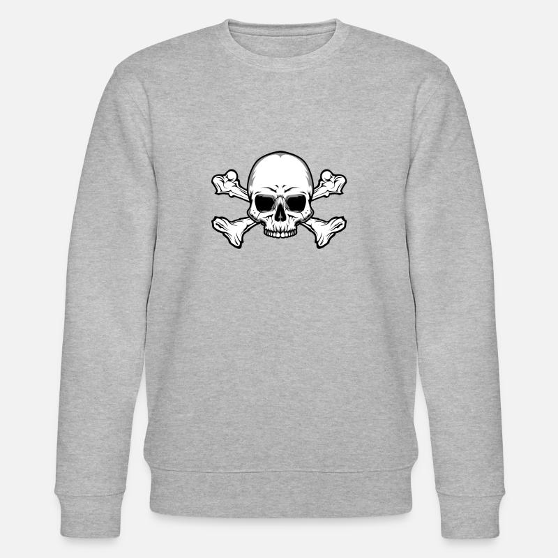 Totenschädel mit Knochen - Stanley/Stella Unisex Bio-Sweatshirt CHANGER - Grau meliert