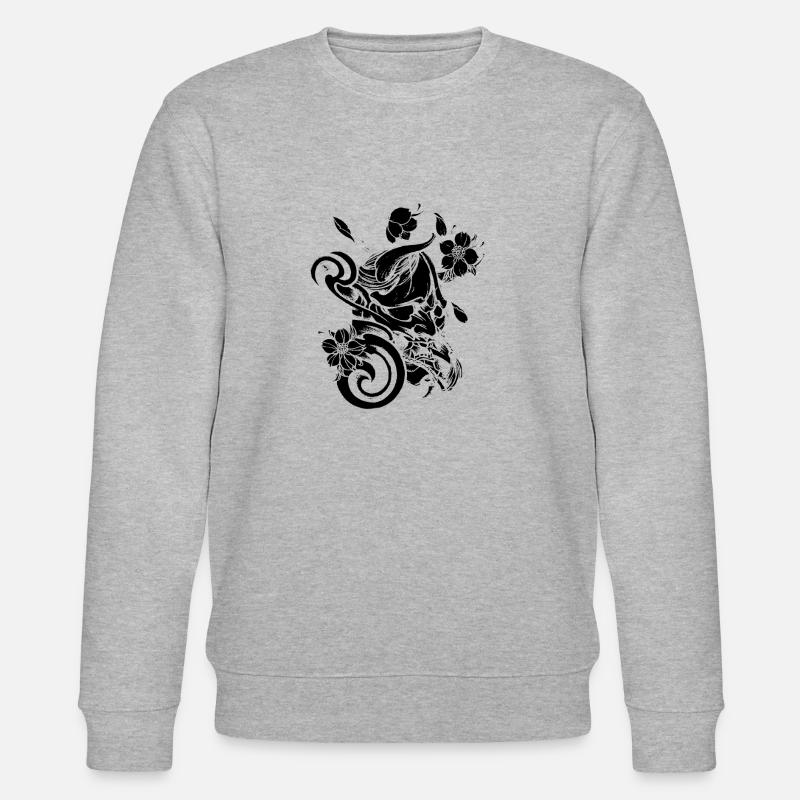 Devil with flowers black - Stanley/Stella CHANGER Unisex Organic Sweatshirt - heather grey
