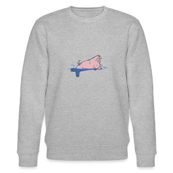 Schwein am Schwimmen - Stanley/Stella Unisex Bio-Sweatshirt CHANGER  - Grau meliert - Vorne - Nik (191cm) & Marisol (170cm)