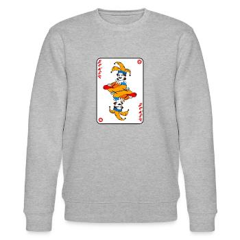 Joker Spielkarte - Stanley/Stella Unisex Bio-Sweatshirt CHANGER  - Grau meliert - Vorne - Nik (191cm) & Marisol (170cm)