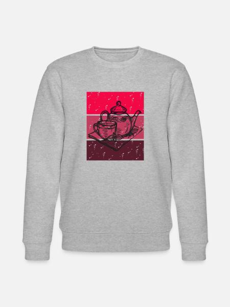 Red Retro Tea Time - Stanley/Stella CHANGER Unisex Organic Sweatshirt - heather grey