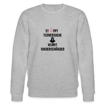 Tierschutz Tierversuche Tierliebe Affen Geschenk - Stanley/Stella Unisex Bio-Sweatshirt CHANGER  - Grau meliert - Vorne - Nik (191cm) & Marisol (170cm)
