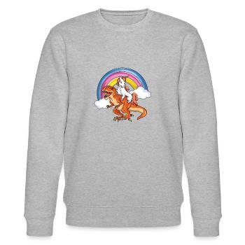 Einhorn T-Rex Dinosaurier Regenbogen Dino Geschenk - Stanley/Stella Unisex Bio-Sweatshirt CHANGER  - Grau meliert - Vorne - Nik (191cm) & Marisol (170cm)