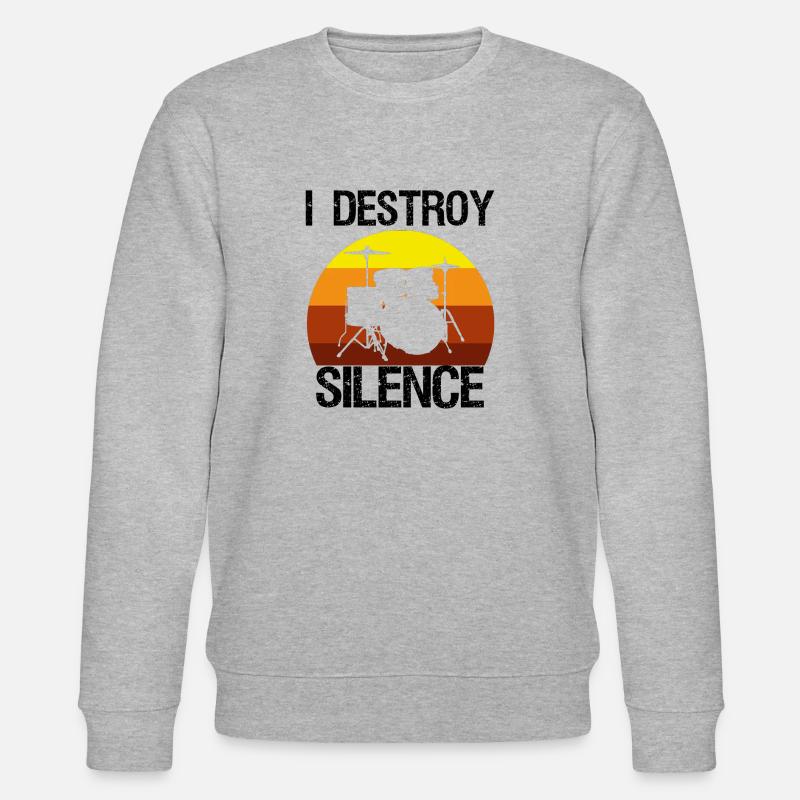 Je Détruis Le Batteur Rétro Silence - Sweat bio CHANGER Stanley/Stella Unisexe - gris chiné