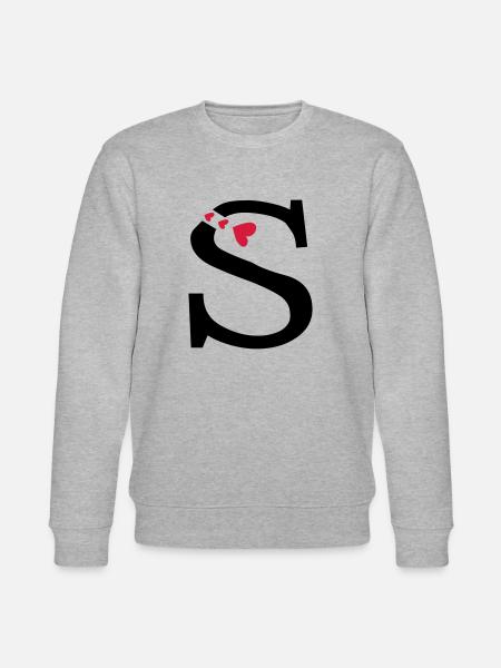 Großbuchstabe S mit Herzen - Stanley/Stella Unisex Bio-Sweatshirt CHANGER  - Grau meliert