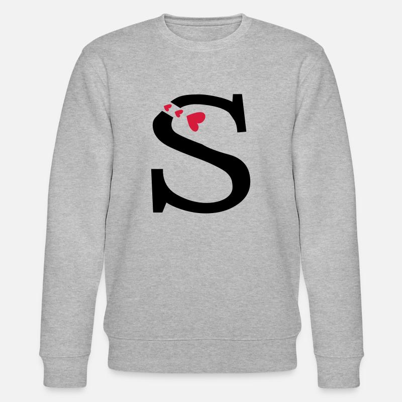 Großbuchstabe S mit Herzen - Stanley/Stella Unisex Bio-Sweatshirt CHANGER - Grau meliert