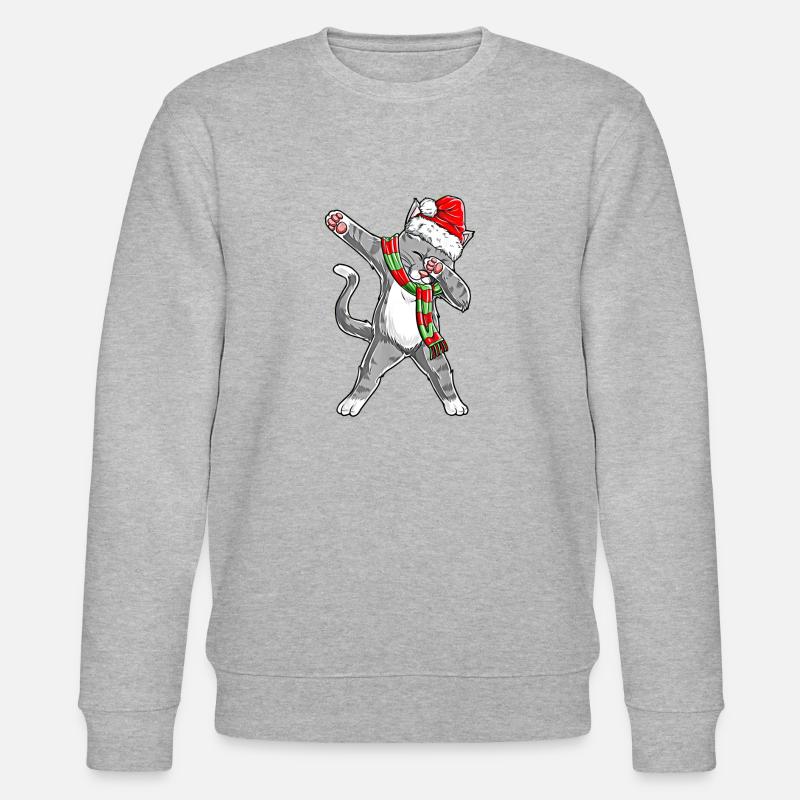 Dabbing Christmas Cat - Stanley/Stella Unisex Bio-Sweatshirt CHANGER  - Grau meliert