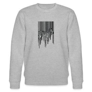 Animal Zebra Scancode Planet Hypnosis 3D - Stanley/Stella CHANGER Unisex Organic Sweatshirt - heather grey - Front - Nik (191cm) & Marisol (170cm)