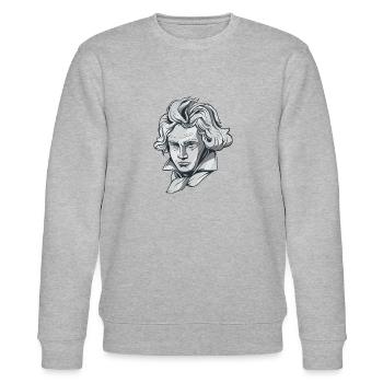 Buste de visage de Beethoven avec le compositeur de Beethoven - Sweat bio CHANGER Stanley/Stella Unisexe - gris chiné - Devant - Nik (191cm) & Marisol (170cm)