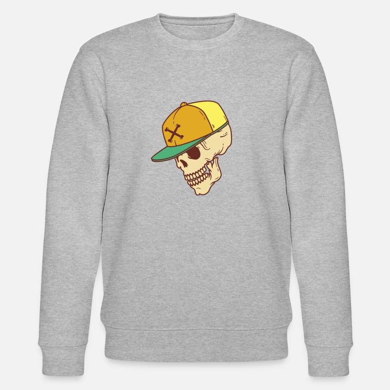 Cooler Totenschädel - Stanley/Stella Unisex Bio-Sweatshirt CHANGER  - Grau meliert