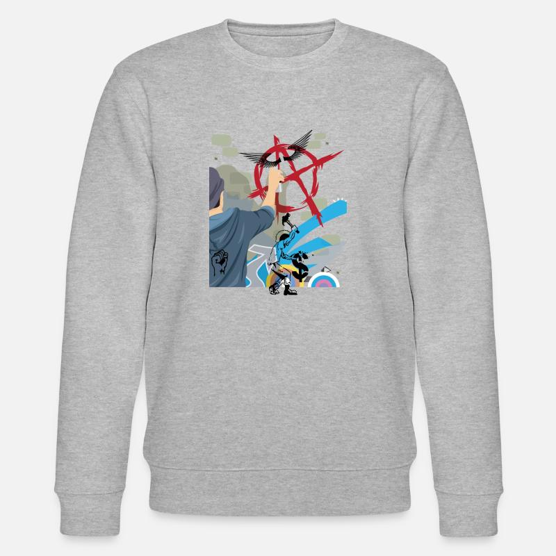Anarchie Punk Graffiti - Stanley/Stella Unisex Bio-Sweatshirt CHANGER  - Grau meliert