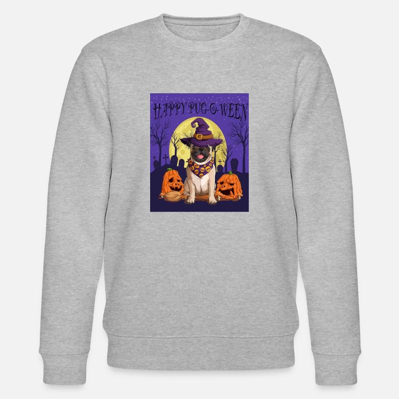 Joyeux Halloween Pug Design - Sweat bio CHANGER Stanley/Stella Unisexe - gris chiné
