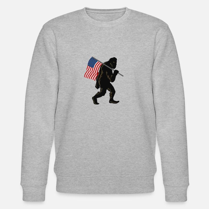Bigfoot et drapeau américain - Sweat bio CHANGER Stanley/Stella Unisexe - gris chiné