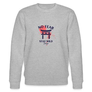 Design japonais avec texte sans crainte combiné - Sweat bio CHANGER Stanley/Stella Unisexe - gris chiné - Devant - Nik (191cm) & Marisol (170cm)