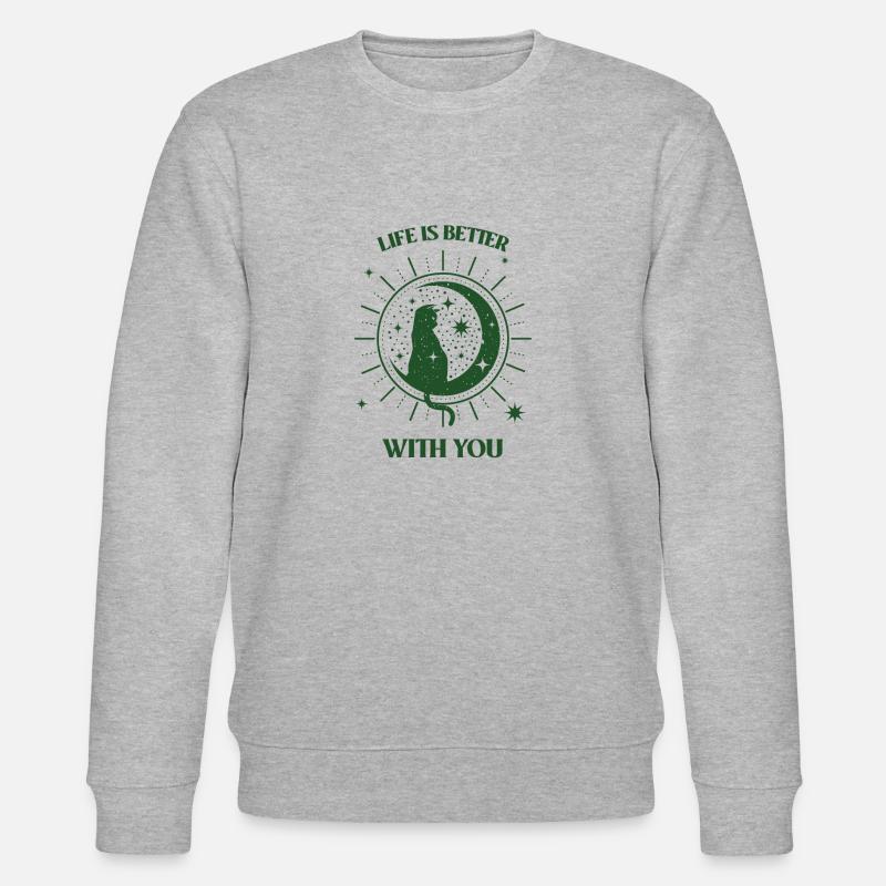 Katze im Mond - Stanley/Stella Unisex Bio-Sweatshirt CHANGER  - Grau meliert
