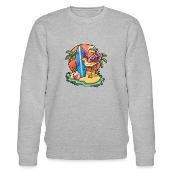 Drôle Flamingo Surf Lovers Cool Planche de surf Surf - Sweat bio CHANGER Stanley/Stella Unisexe - gris chiné - Devant - Nik (191cm) & Marisol (170cm)