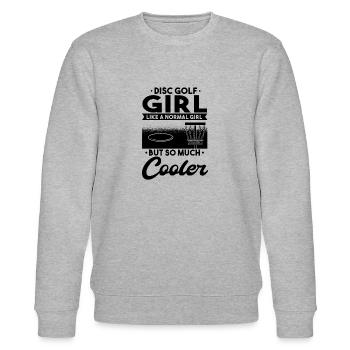 Disc Golf Girl Spruch - Stanley/Stella Unisex Bio-Sweatshirt CHANGER  - Grau meliert - Vorne - Nik (191cm) & Marisol (170cm)