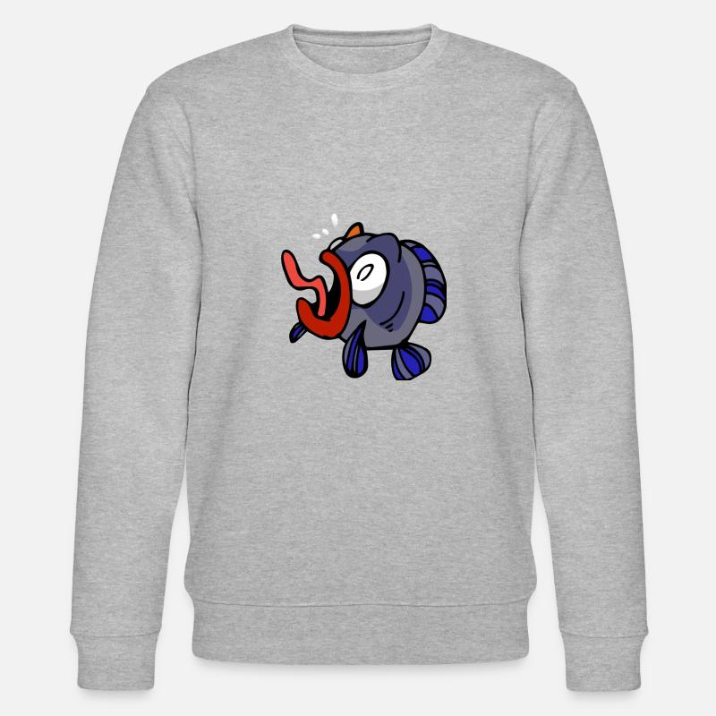 Fish Fischangler Geschenkidee Meer - Stanley/Stella Unisex Bio-Sweatshirt CHANGER  - Grau meliert