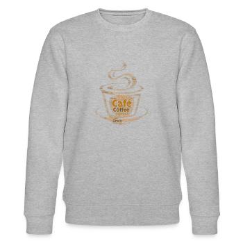 Stylized coffee cup in love coffee espresso - Stanley/Stella CHANGER Unisex Organic Sweatshirt - heather grey - Front - Nik (191cm) & Marisol (170cm)