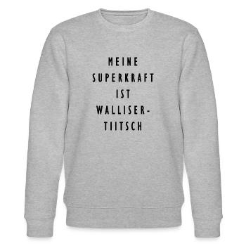 Superkraft Wallisertiitsch - Stanley/Stella Unisex Bio-Sweatshirt CHANGER  - Grau meliert - Vorne - Nik (191cm) & Marisol (170cm)