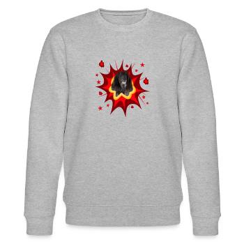 Comic Hund Design - Pow - Afghanischer Windhund - Stanley/Stella Unisex Bio-Sweatshirt CHANGER  - Grau meliert - Vorne - Nik (191cm) & Marisol (170cm)