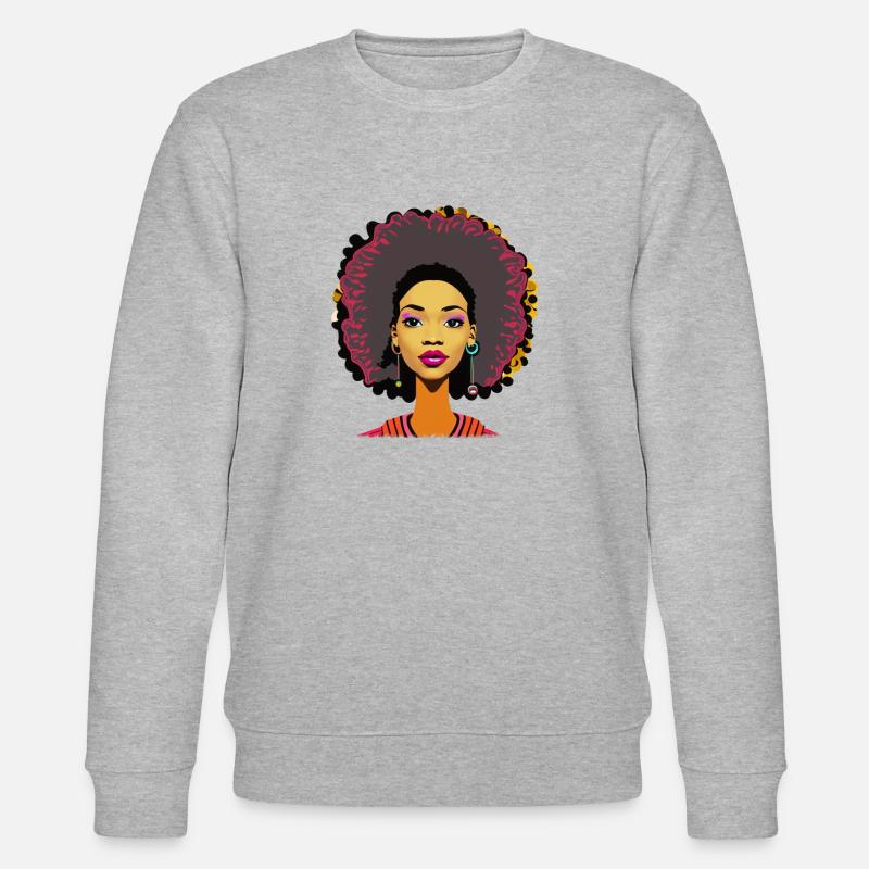 Dame mit Afro - Stanley/Stella Unisex Bio-Sweatshirt CHANGER  - Grau meliert