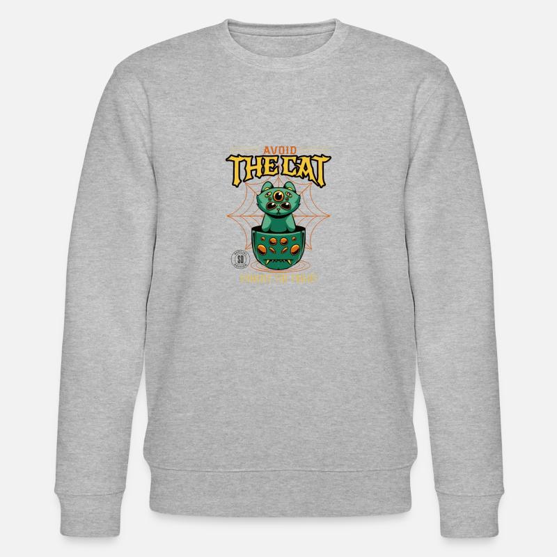 Halloween-Katze und Spinne - Stanley/Stella Unisex Bio-Sweatshirt CHANGER  - Grau meliert