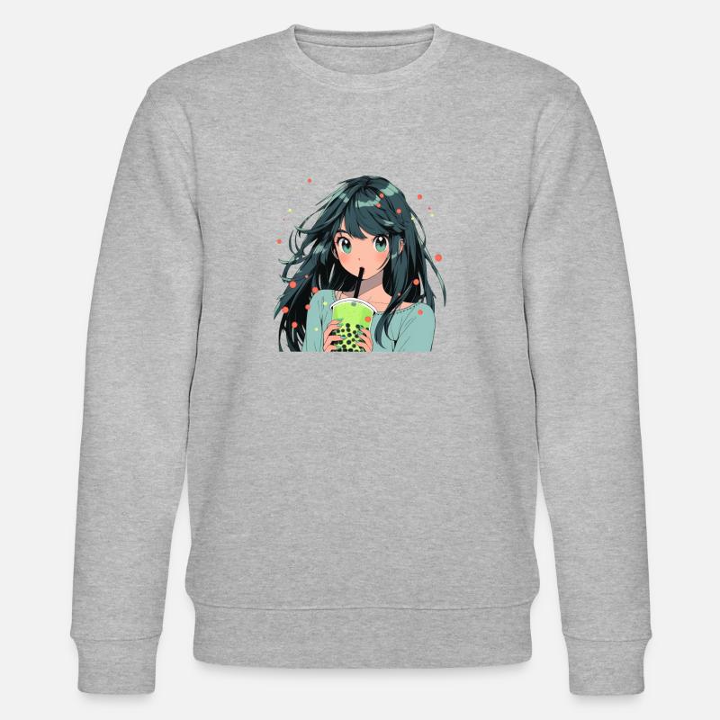 Anime and Boba Bubble Tea - Stanley/Stella Unisex Bio-Sweatshirt CHANGER - Grau meliert