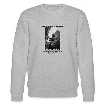 ONE WAY Jesus /in der Bibeler ist der einzige Weg. - Stanley/Stella Unisex Bio-Sweatshirt CHANGER  - Grau meliert - Vorne - Nik (191cm) & Marisol (170cm)