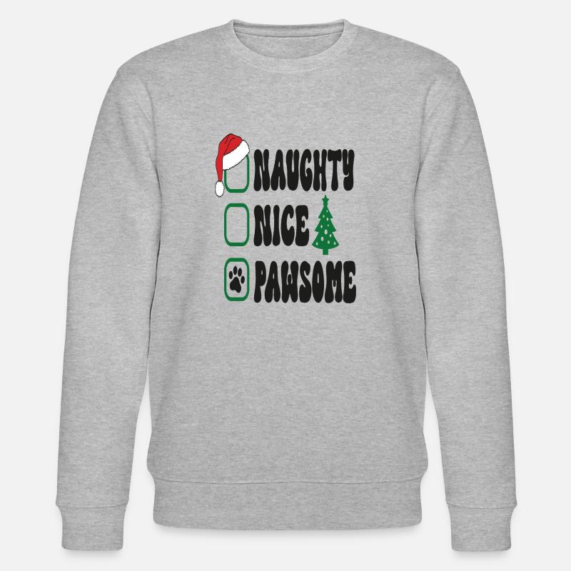 Naughty Nice Pawsome - Stanley/Stella Unisex Bio-Sweatshirt CHANGER  - Grau meliert