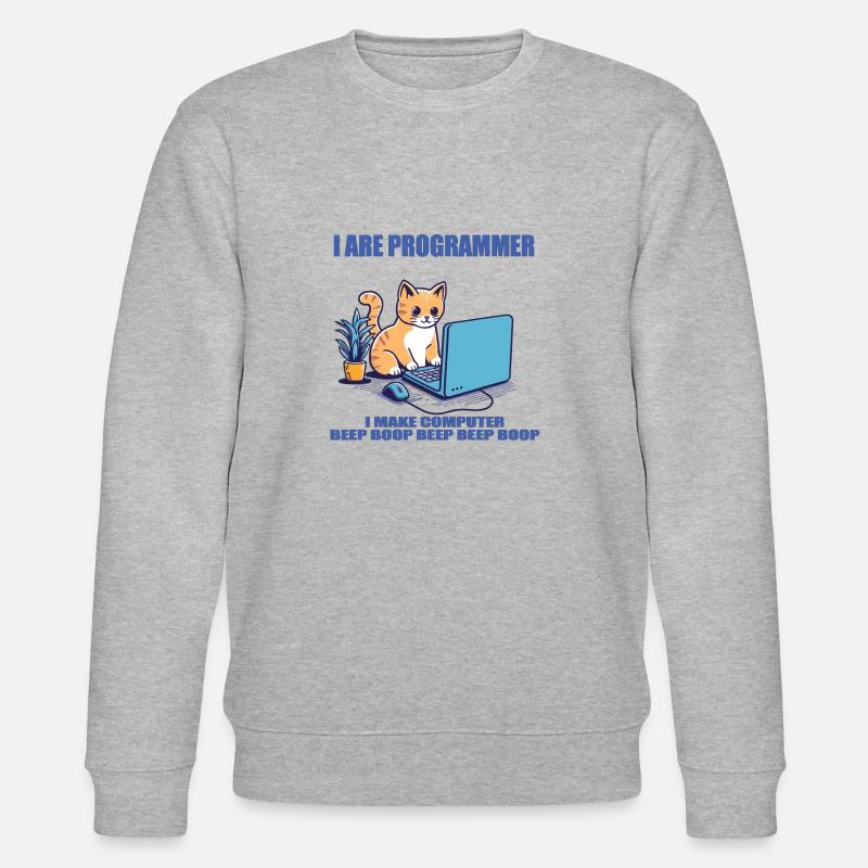 Ich bin Programmierer, Arbeitskatze - Stanley/Stella Unisex Bio-Sweatshirt CHANGER  - Grau meliert