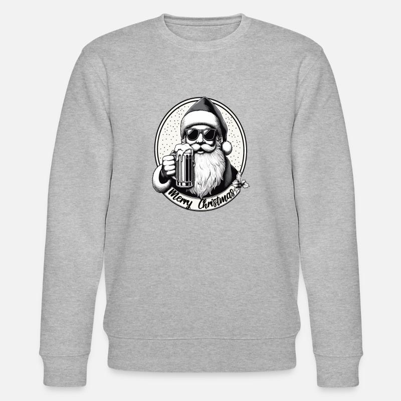 Weihnachtsmann mit Bier Frohe Weihnachten - Stanley/Stella Unisex Bio-Sweatshirt CHANGER - Grau meliert