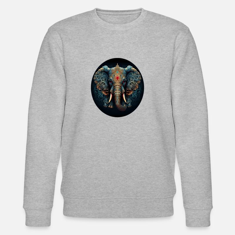 Blauer Mandala Elefant - Stanley/Stella Unisex Bio-Sweatshirt CHANGER  - Grau meliert