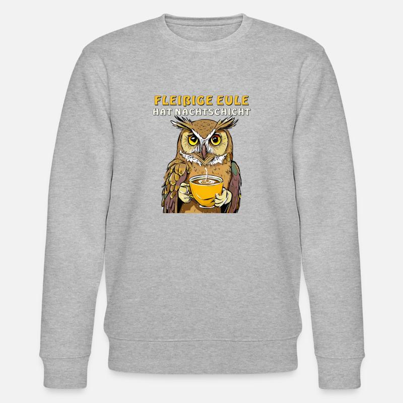 FLEISSIGE EULE HAT NACHTSCHICHT - Stanley/Stella Unisex Bio-Sweatshirt CHANGER  - Grau meliert