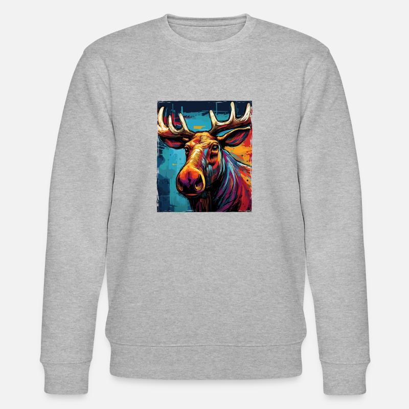 Elch Portrait - Stanley/Stella Unisex Bio-Sweatshirt CHANGER  - Grau meliert