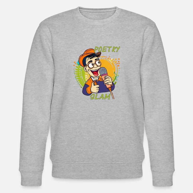MANN MIKROFON POETRY SLAM - Stanley/Stella Unisex Bio-Sweatshirt CHANGER  - Grau meliert
