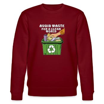 MÜLLTONNE AVOID WASTE FOR A CLEAN WORLD - Stanley/Stella Unisex Bio-Sweatshirt CHANGER  - Burgunderrot - Vorne - Nik (191cm) & Marisol (170cm)
