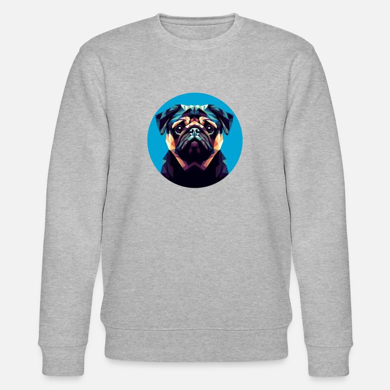 Niedlicher Mops Hund im Polygon-Stil - Stanley/Stella Unisex Bio-Sweatshirt CHANGER  - Grau meliert