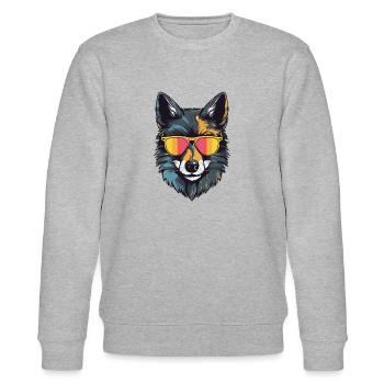 Wolf Kopf Porträt Cool - Stanley/Stella Unisex Bio-Sweatshirt CHANGER  - Grau meliert - Vorne - Nik (191cm) & Marisol (170cm)