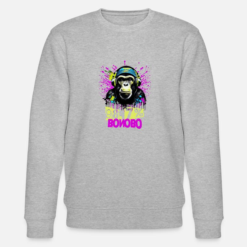 98,7 Bonobo Evolution Schimpanse Tee - Stanley/Stella Unisex Bio-Sweatshirt CHANGER  - Grau meliert