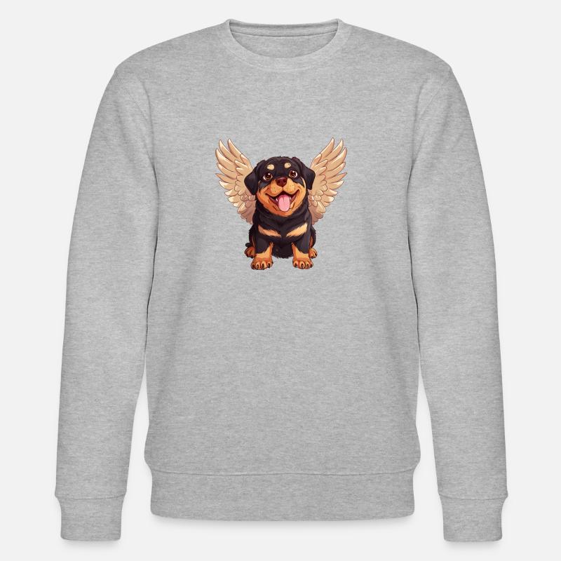 Rottweiler Angel Dessin Animé Mignon - Sweat bio CHANGER Stanley/Stella Unisexe - gris chiné