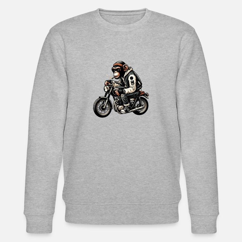 Chimpanzé Biker Coolness Tee - Sweat bio CHANGER Stanley/Stella Unisexe - gris chiné