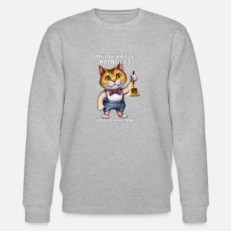 CAT WITH HANDBELL RINGING - Stanley/Stella CHANGER Unisex Organic Sweatshirt - heather grey
