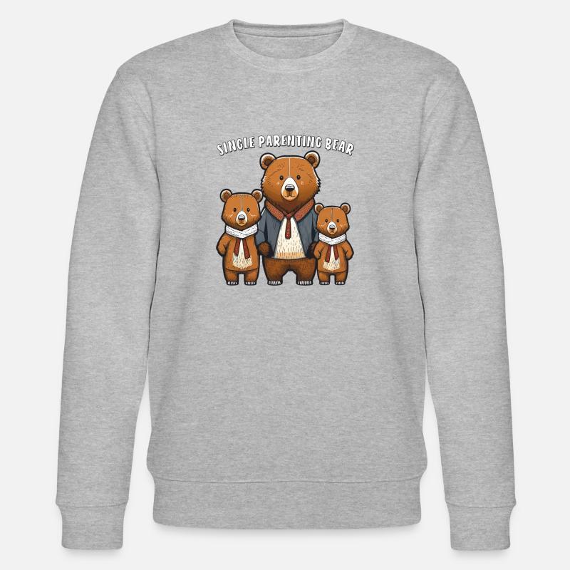 BÄREN SINGLE PARENTING BEAR - Stanley/Stella Unisex Bio-Sweatshirt CHANGER  - Grau meliert