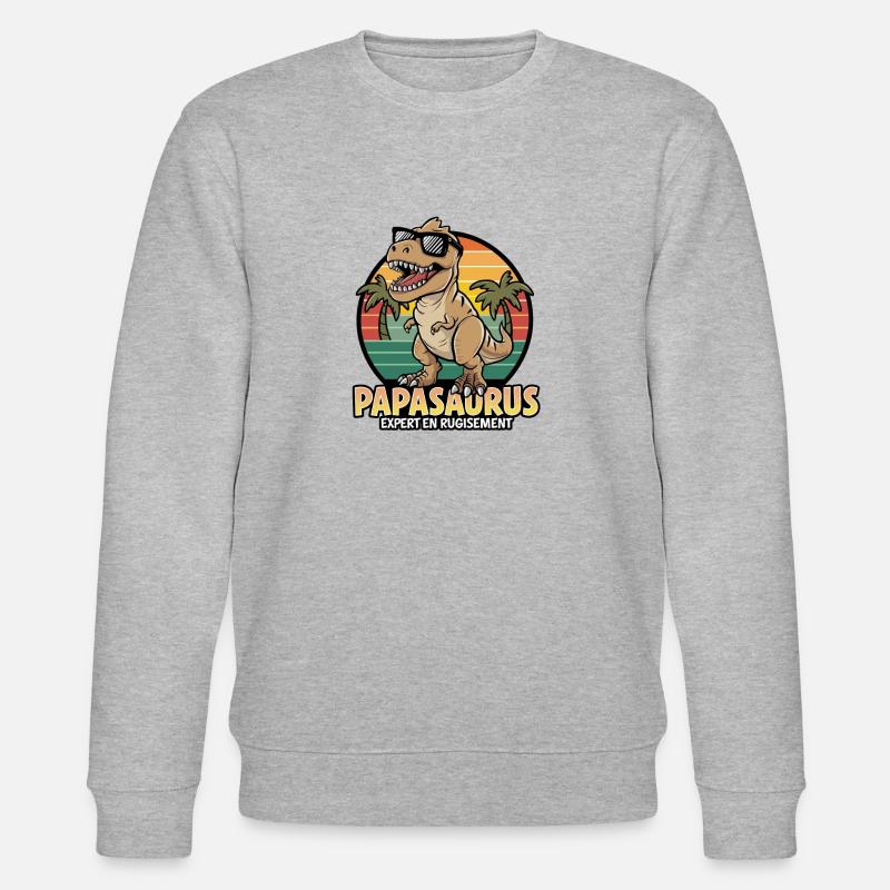 Papasaurus Expert en Rugissement Cadeau - Sweat bio CHANGER Stanley/Stella Unisexe - gris chiné