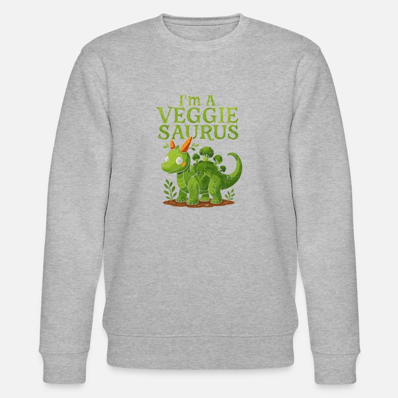 Ich bin ein Veggie-Saurus - Stanley/Stella Unisex Bio-Sweatshirt CHANGER  - Grau meliert