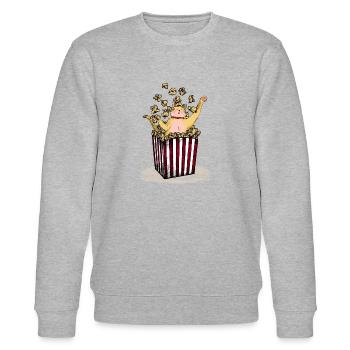Cat bathes in popcorn cat fun design kids' putty - Stanley/Stella CHANGER Unisex Organic Sweatshirt - heather grey - Front - Nik (191cm) & Marisol (170cm)