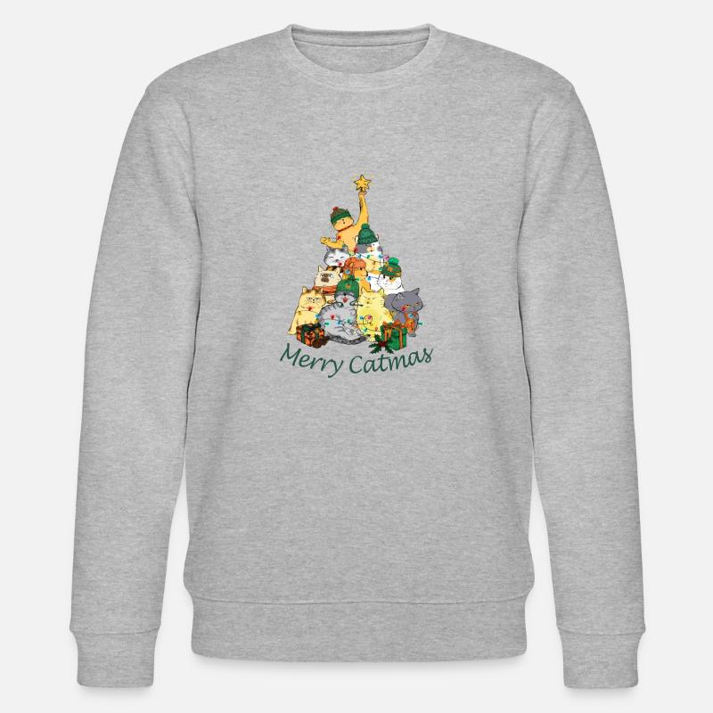 Katzen bilden eine Weihnachtsbaum Pyramidekinderki - Stanley/Stella Unisex Bio-Sweatshirt CHANGER  - Grau meliert
